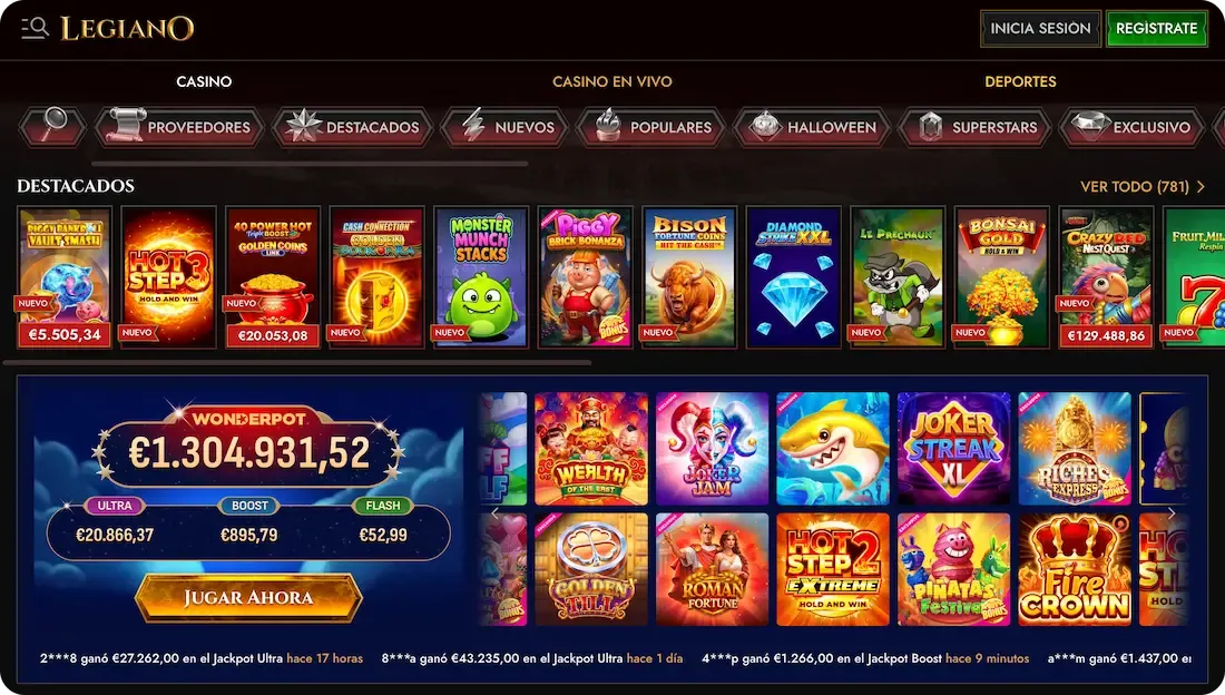 juegos del casino legiano